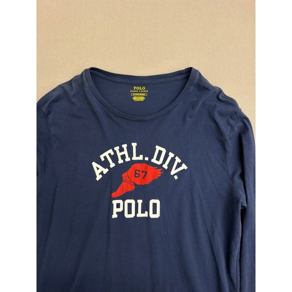 Polo Ralph Lauren Mens XL Navy Long Sleeve Athl Div 67 Winged Foot Graphic tee